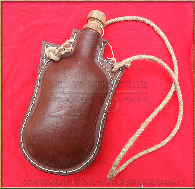Leather drinking bottle - costrel