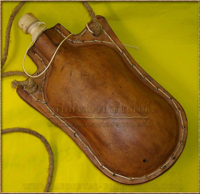Leather drinking bottle - costrel