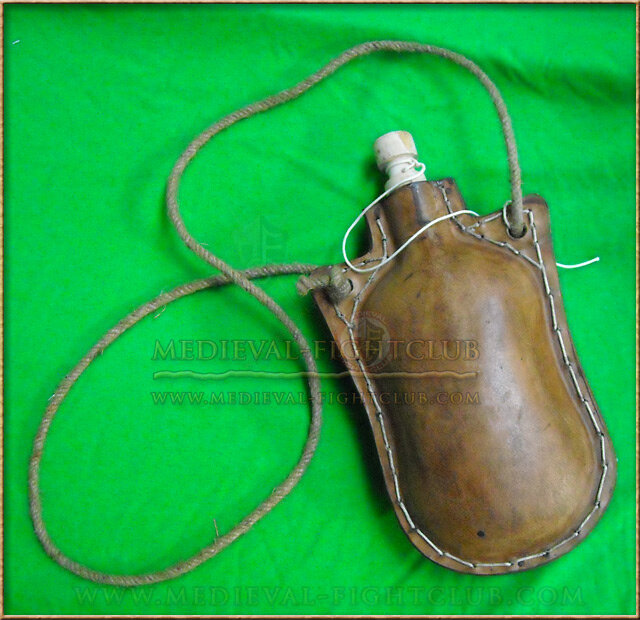 Leather drinking bottle - costrel