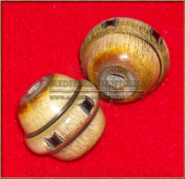 Wooden Sphere bead/button raised centre collar