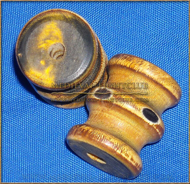 Wooden bead/button- cyclinder with raised collars