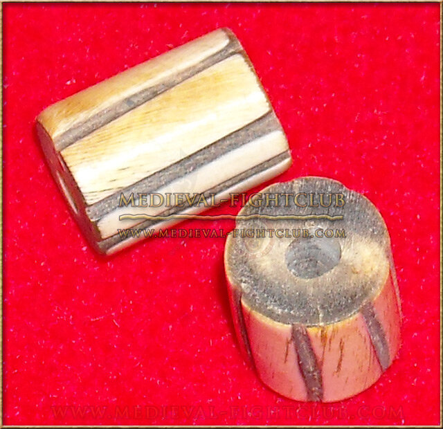 Wooden bead/button- tube with stripes