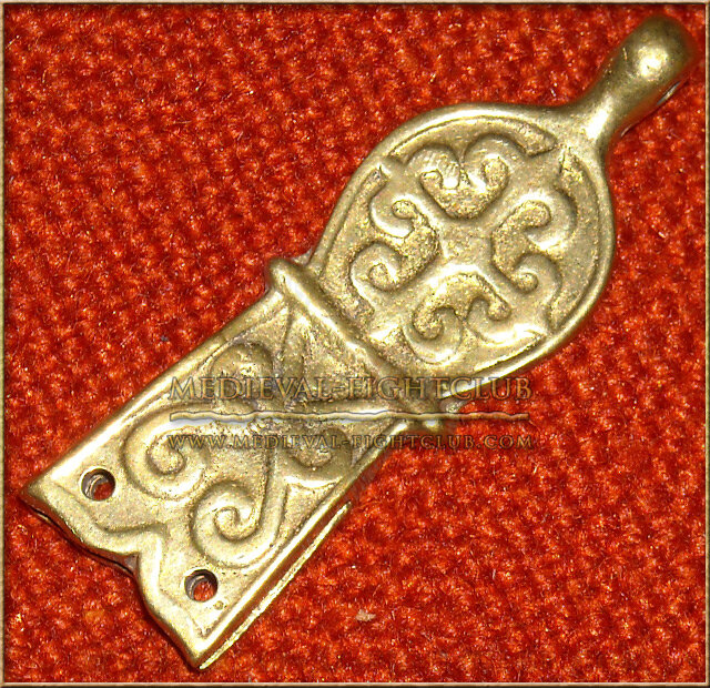 Medieval cross chape belt end