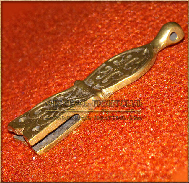 Medieval cross chape belt end