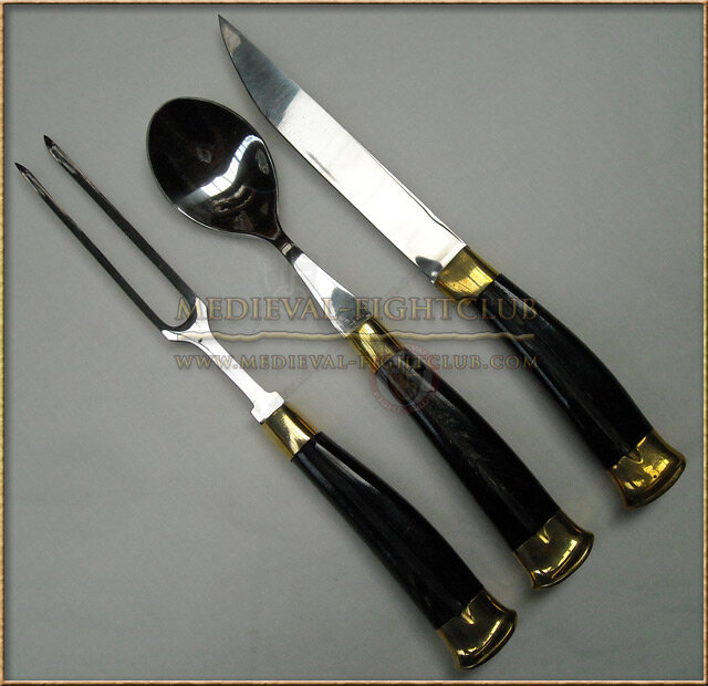 Cutlery Set - horn and brass handles