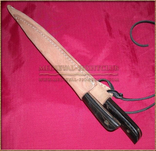 Knife and pricker cutlery set with sheath - horn