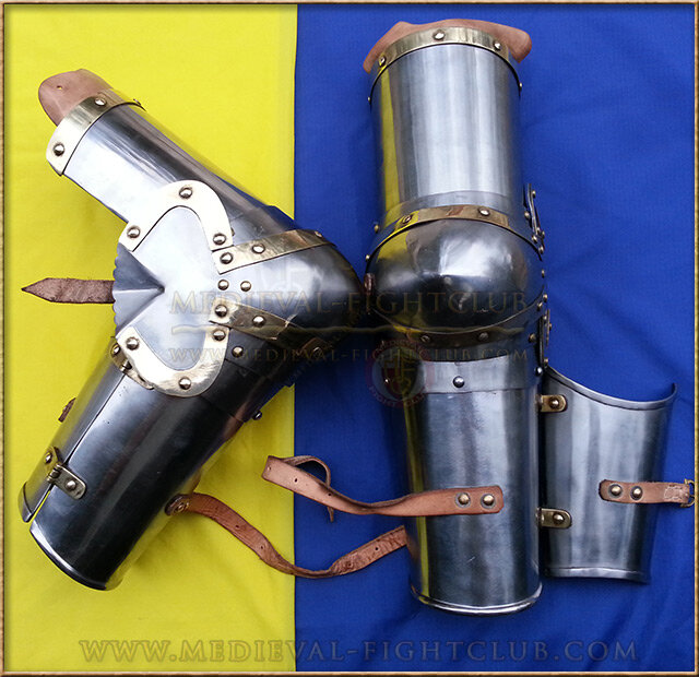 14thC Arm harness - brass trim