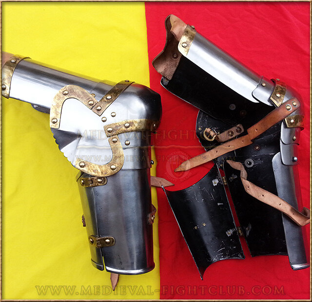 14thC Arm harness - brass trim