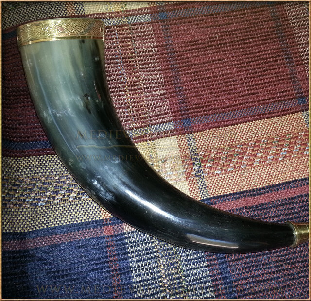 Drinking Horn - brass celtic weave fittings