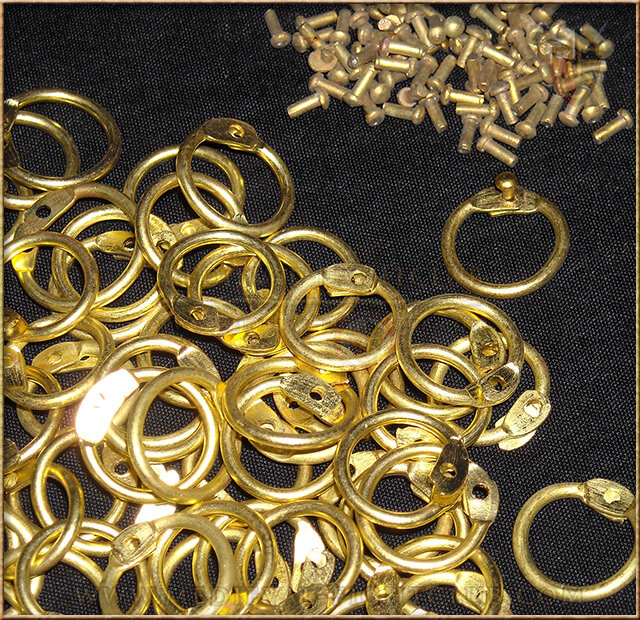 Brass round riveted mail rings x 100