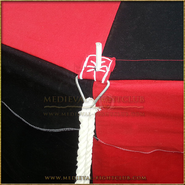 Black + Red Pavilion - Striped Round Tent (5m diameter) Eyelet Close-Up