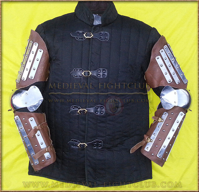 Banded leather 14thC arm guards - (splint armour)