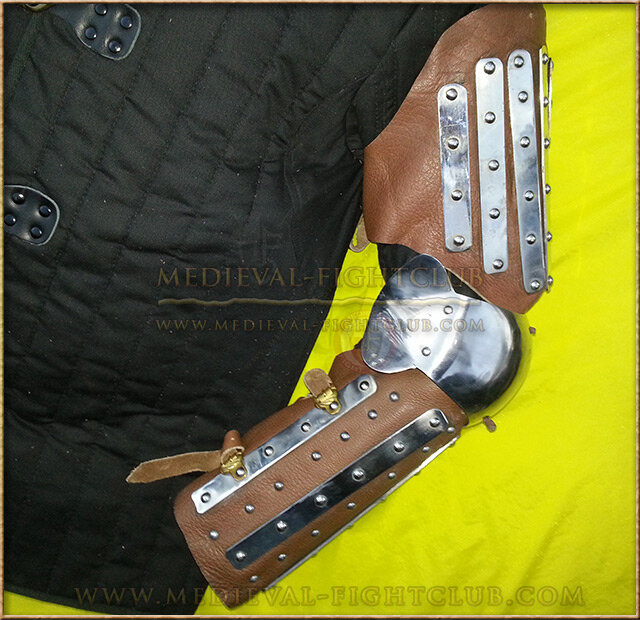 Banded leather 14thC arm guards - (splint armour)