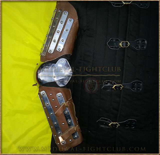 Banded leather 14thC arm guards - (splint armour)