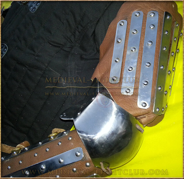 Banded leather 14thC arm guards - (splint armour)