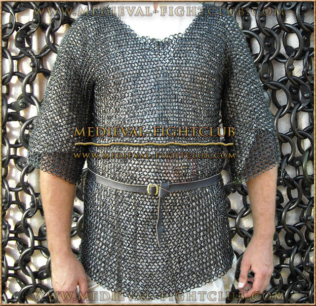 Mail Haubergeon longsleeve - Blackened round riveted rings - various sizes